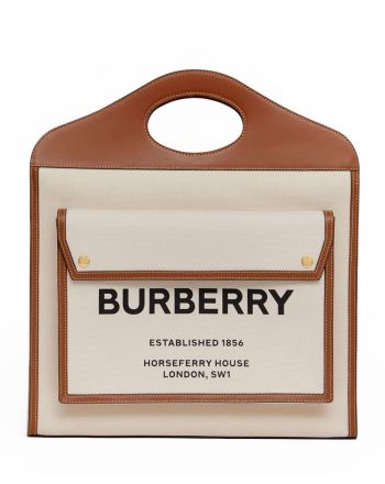 Burberry Medium Two-tone Canvas and Leather Pocket Bag Coffee