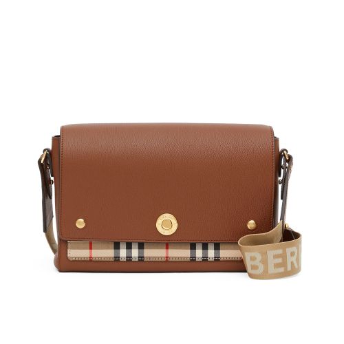 Burberry Leather and Vintage Check Note Crossbody Bag 